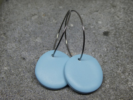 Light matte blue hoop earrings